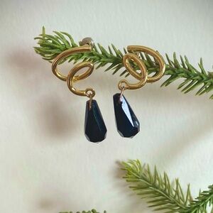 Gold and Black Spiral Drop Earring